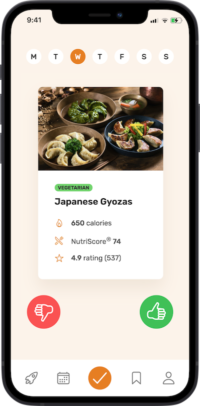 phone app meal approving plan screen